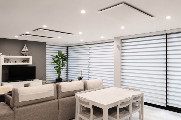 Woonkamer met infrarood paneelverwarming